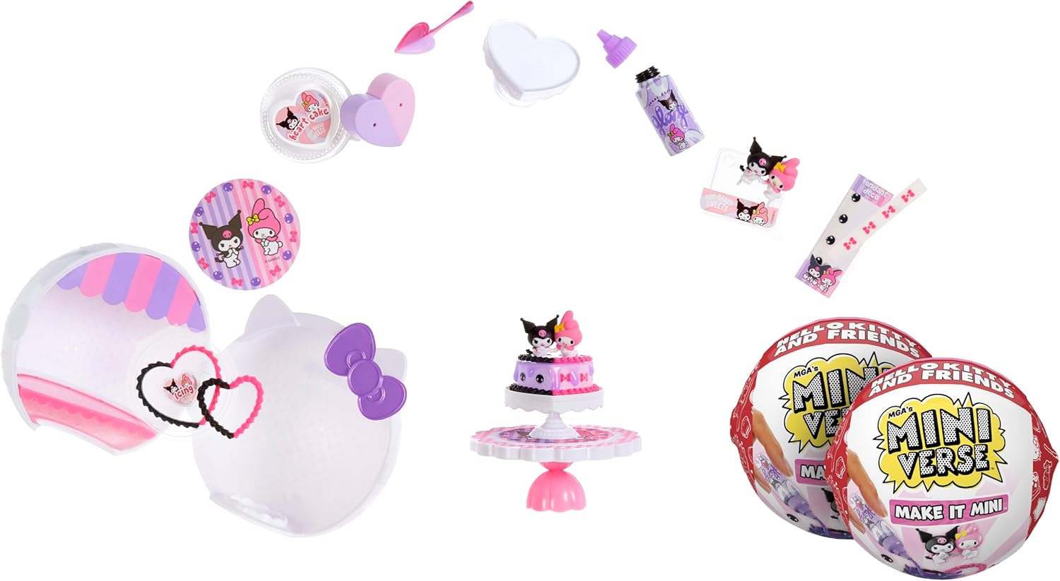 MGA's Miniverse Make It Mini Hello Kitty and Friends Series 2 (2 Pack) Mini Collectibles, Sanrio, Mystery Packaging, DIY, Crafts, Resin Play, Replica Food, Plants, NOT Edible, 8+