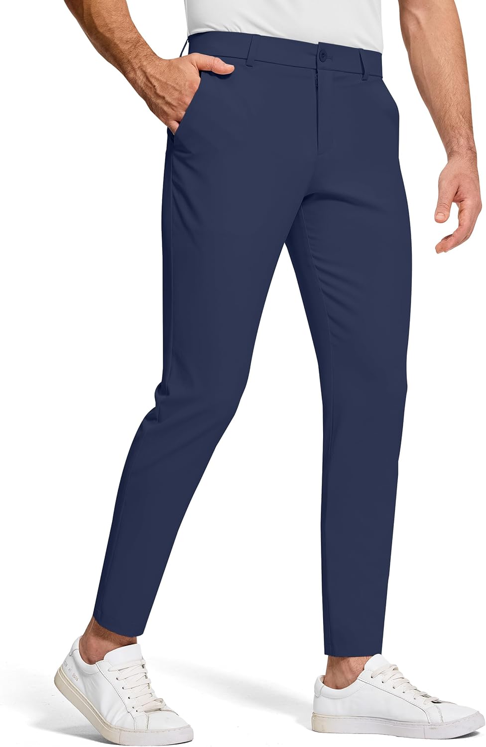 SERAMY Men's Golf Dress Pants Stretch Skinny Tapered Lightweight Breathable Chino Trousers with Pockets for Casual Work