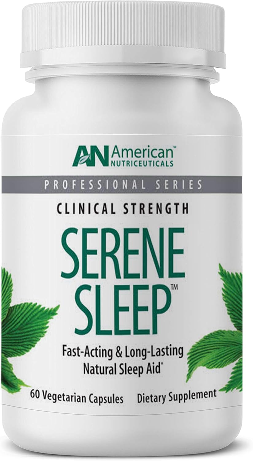 American Nutriceuticals - Sleep Serene Sleep Aid - for Adults - Melatonin 3mg - Long-Lasting - 60 Capsules