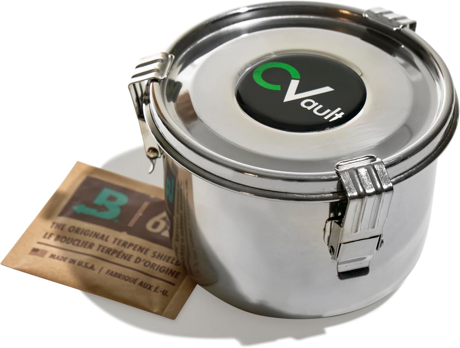 CVAULT by Boveda | 1 oz Storage Container | Smell-Proof, Air Tight & Light Resistant | Food Grade Stainless Steel | Includes 62% RH 8-gram Boveda Pack