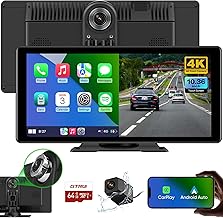 10.36" Touchscreen Car Stereo Receive Wireless Apple Carplay & Android Auto with 4K Dash Cam DVR, 1080P Backup Camera, Portable GPS Navigation r Mirror Link Bluetooth, AirPlay, Googel, Siri