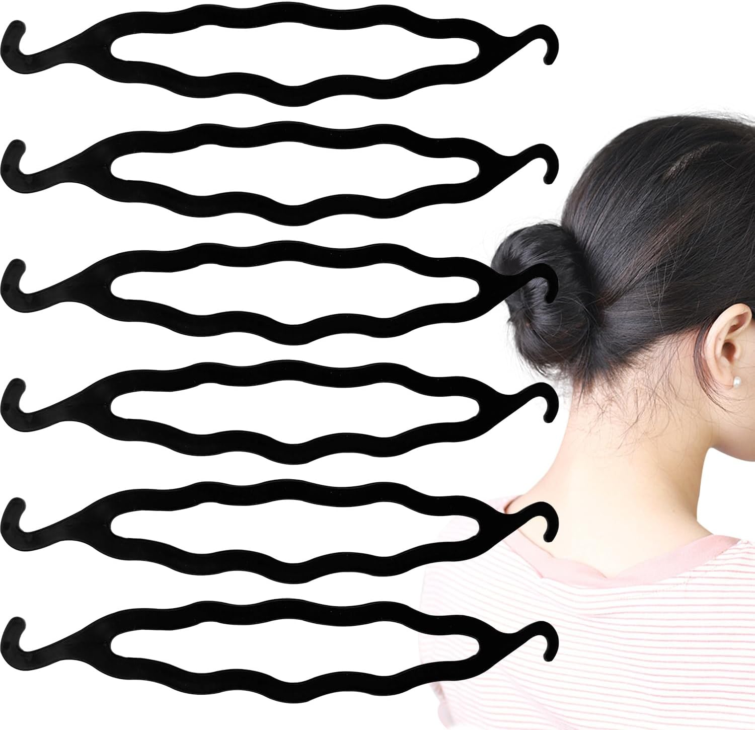 10 PCS Hair Bun Maker for Women Lazy Hair Curler Bun Clips Easy Magic Snap Roll Plastic Bun Donut Hair Maker for Women With Hair Ties