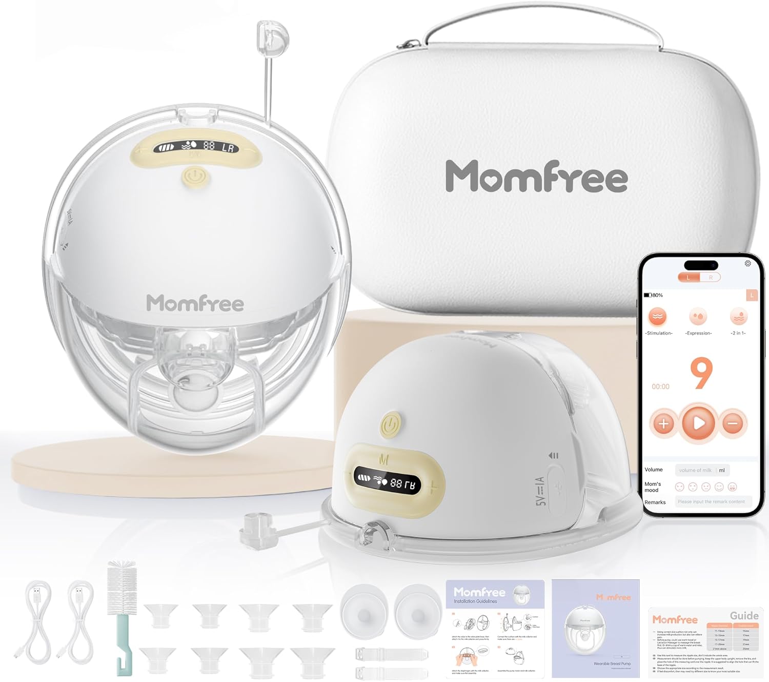 F6 Hands-Free Breast Pump: Wearable Double Breastpump with Upgraded App Control – Personalized 3 Modes & 9 Levels | Smart Display | Strong Suction 24/21/19/17/15mm Soft Silicone Cushion Insert Yellow