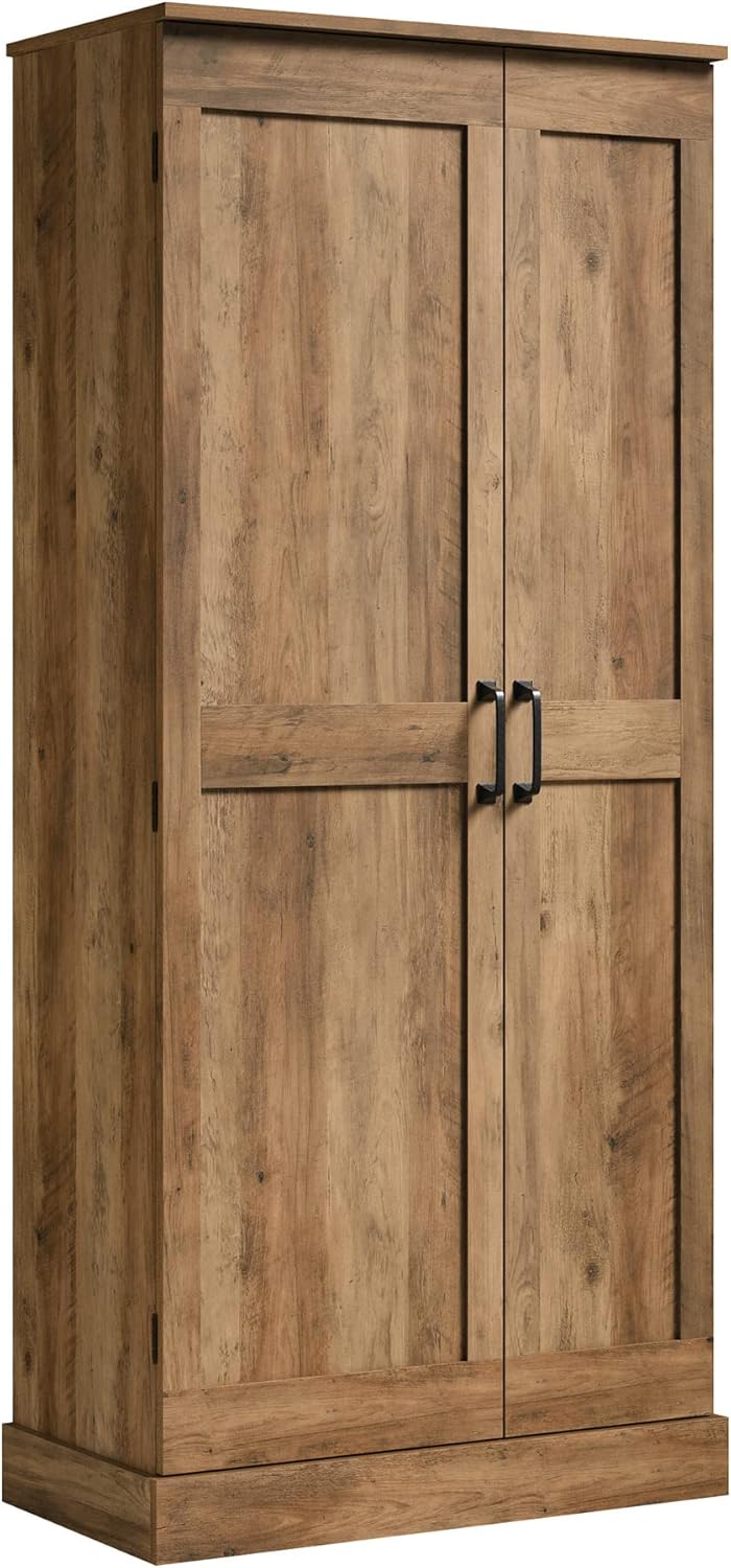 Sauder Miscellaneous Storage 2-Door Swing Out Storage Cabinet/Pantry Cabinet, Rural Pine Finish