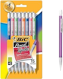 BIC Xtra-Sparkle Mechanical Pencil, Medium Point (0.7mm), Fun Design With Colorful Barrel, 15-Count