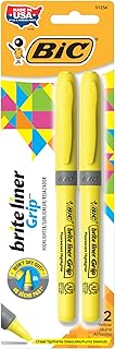 BIC 2-Pack Brite Highlighter, Yellow, 1 Count (Pack of 2)