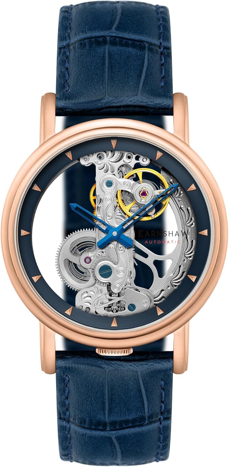 Thomas Earnshaw Men's 43mm Fowler Bridge Automatic Watch with Leather Strap ES-8225