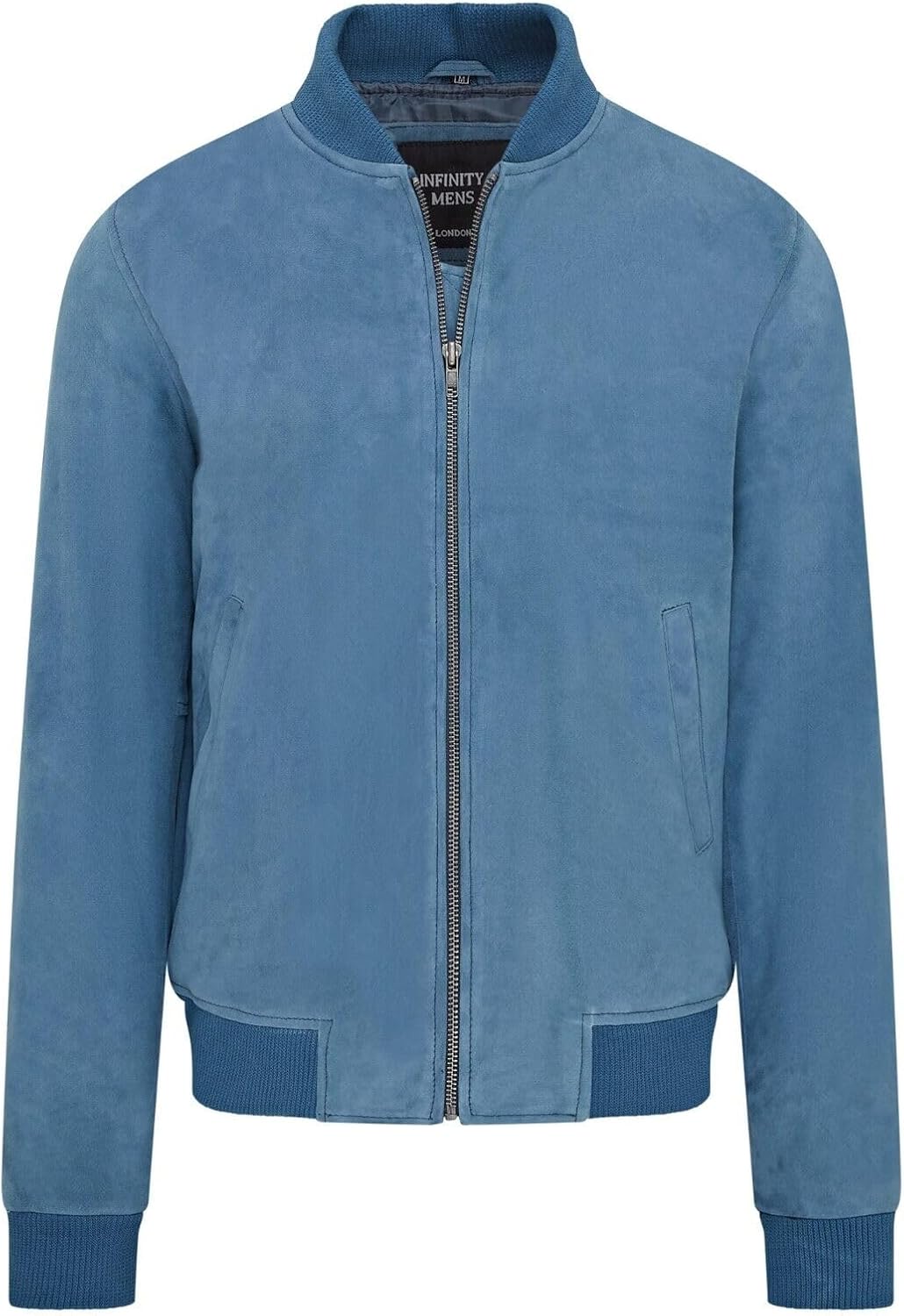 Infinity Leather Mens Soft Goat Suede MA-1 Varsity Bomber Jacket