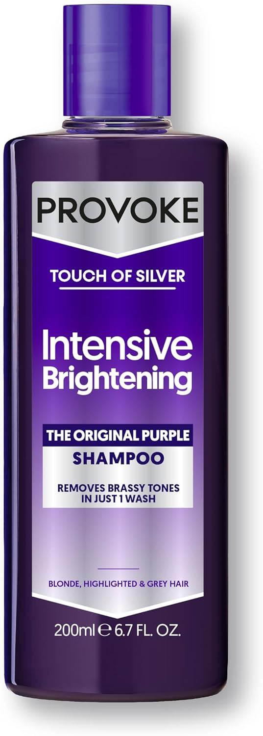 PROVOKE Touch Of Silver Brightening Purple Shampoo 200 ml, Neutralises Yellow and Orange tones, Formulated with Violet and Blue Pigments