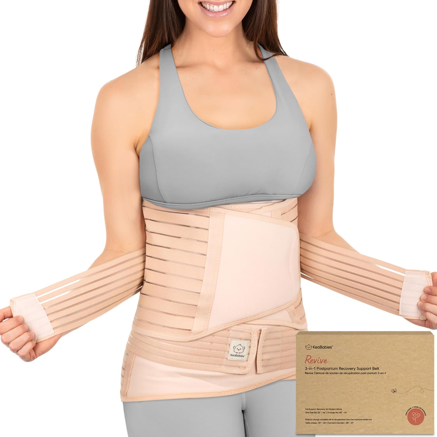 3 in 1 Postpartum Belly Support Recovery Wrap Band (Classic Ivory, M/L)