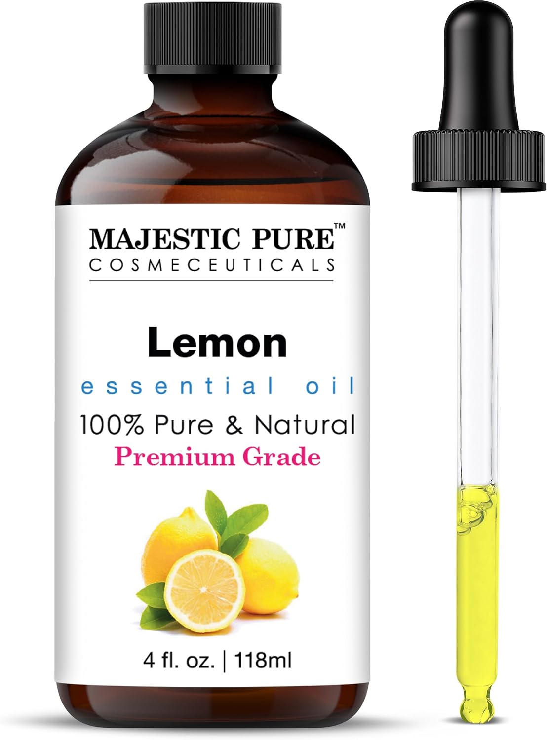 Majestic Pure Lemon Essential Oil for Diffuser - 4 Fl Oz