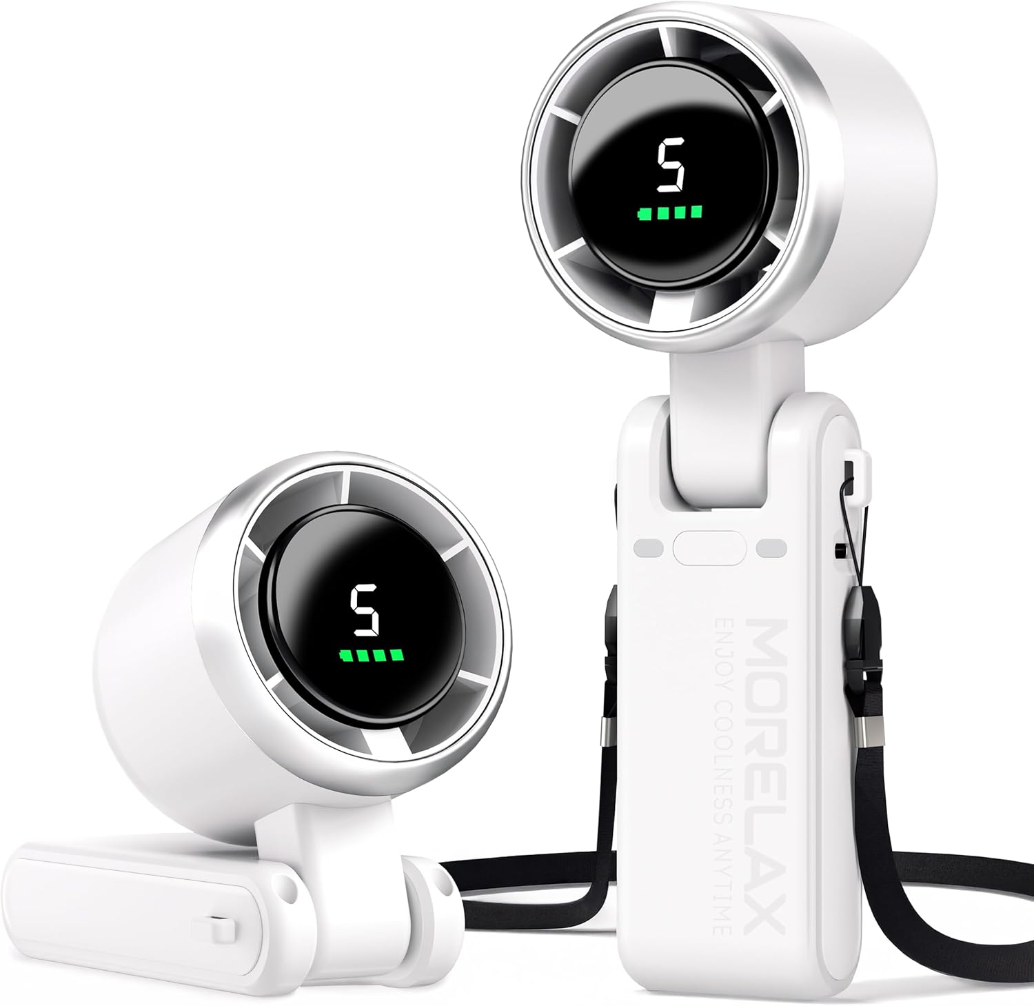 Personal Handheld Fan,High-Speed Turbo Fans,5-Speed with LED Display,Powerful Motor,4000mAh,USB Rechargeable Portable Cooling Fan for Outdoor Activities,Travel,Working,White