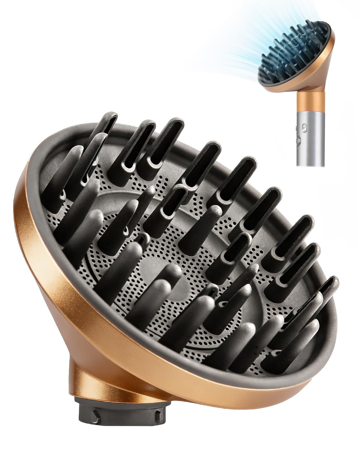 Large Diffuser Attachment for Dyson Airwrap HS01 HS05 HS08 id Copper | Upgraded Diffuser Nozzle Attachment for Fast Drying Wave Curly, Add Volume, Define Curls Hair
