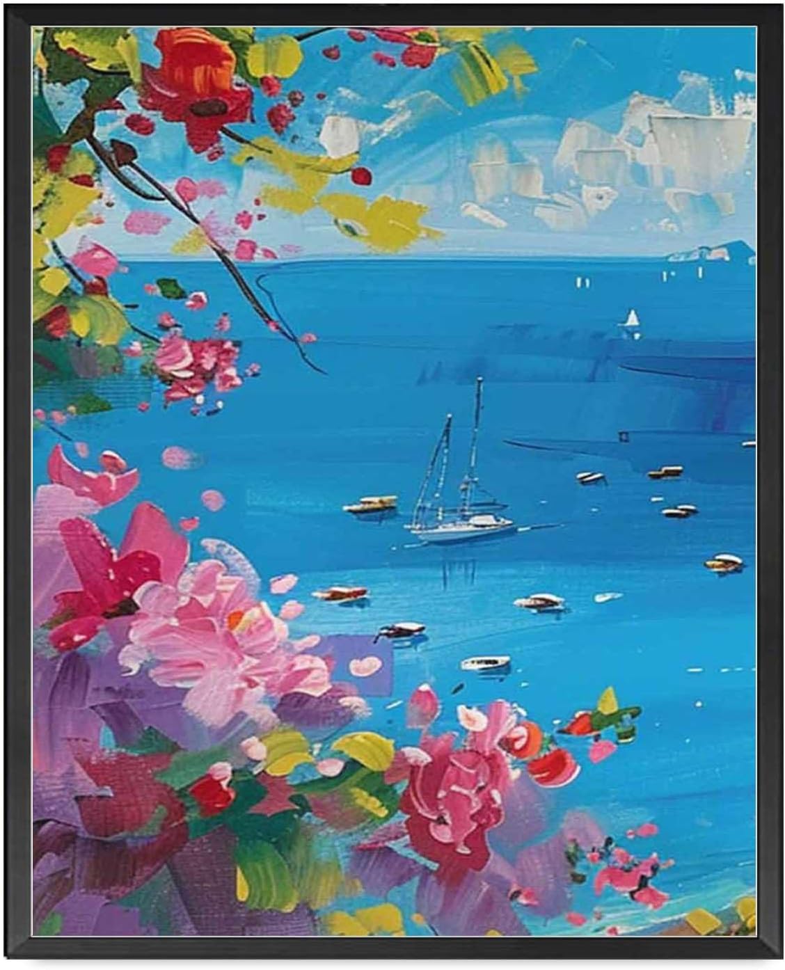 HSCFWYLN Poster Decorative Canvas Painting Positano Travel Prints Italian Sea Landscape Poster Modern Home and Bedroom Decoration 8x12inch