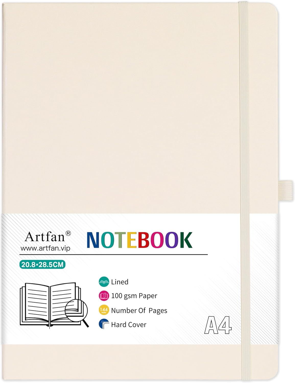 A4 Notebook - Notebook A4 with Premium Paper, Hardcover - Beige