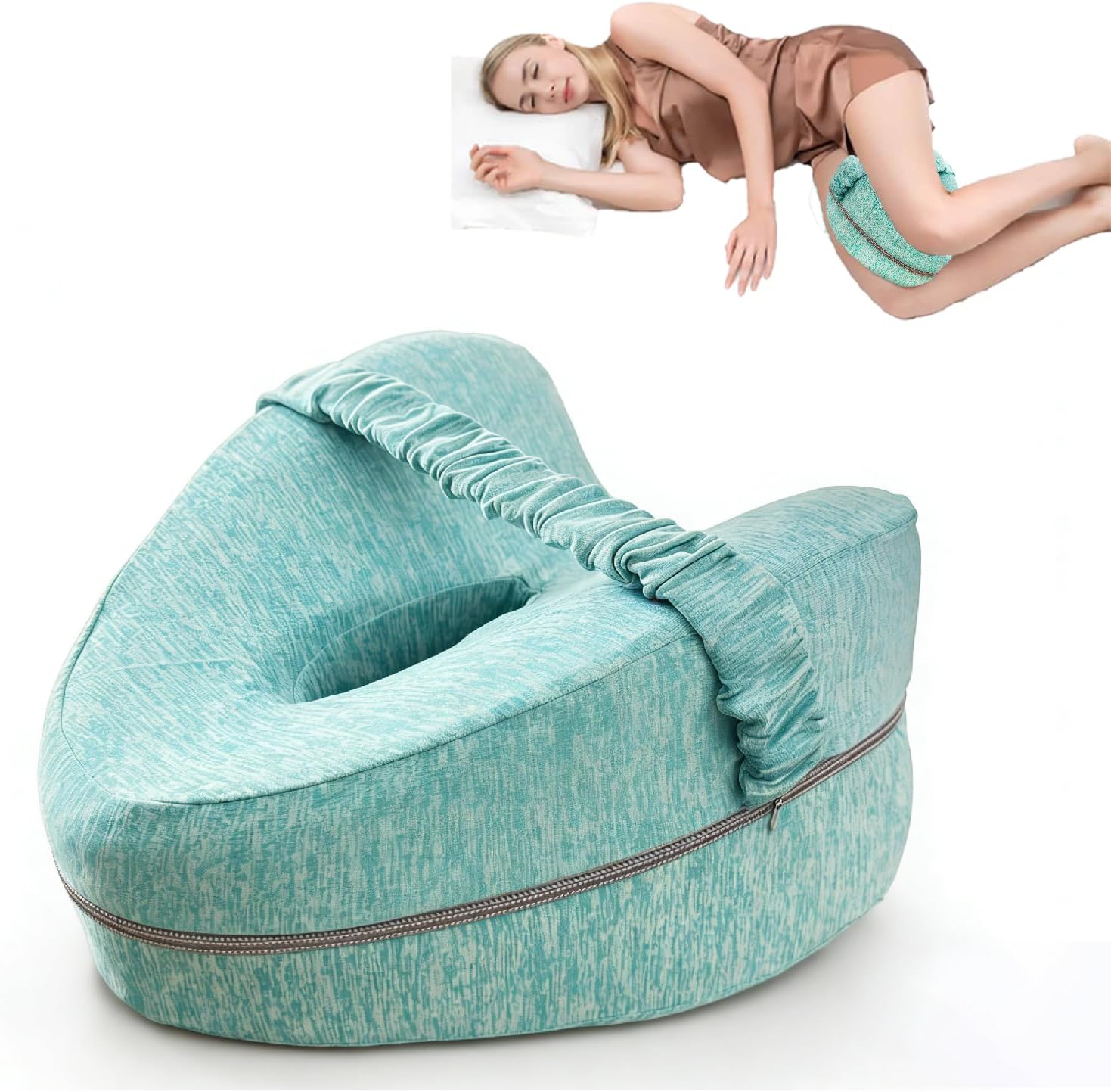KIENG Knee Pillow for Sleeping On Side,Memory Foam Leg Pillow,Turquoise