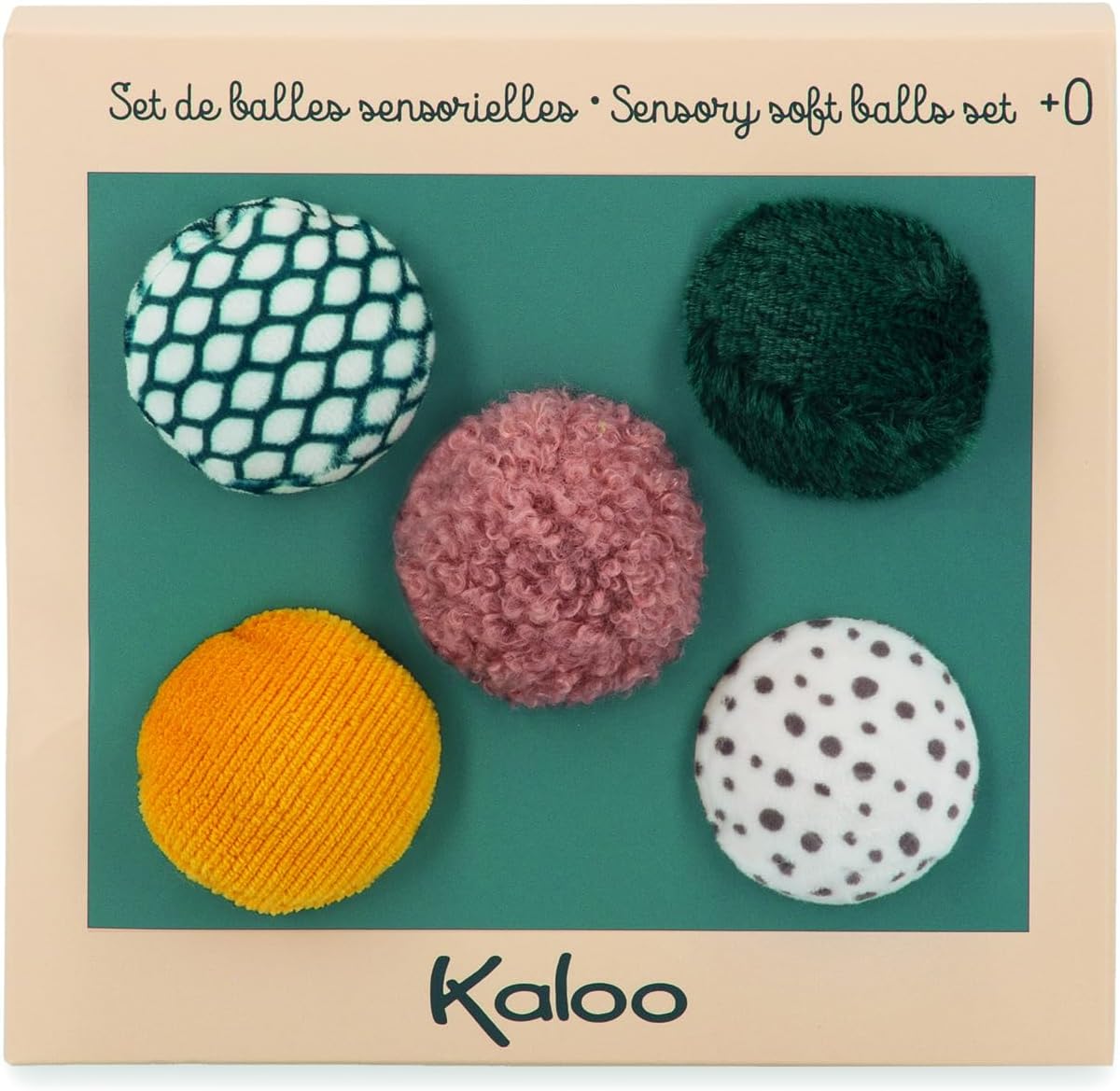 Kaloo - Stimuli - My Set of 5 Sensory Balls -5cm - Soft and Light, Various Textures - Motricity & Manipulation Early-Learning Toy - New Born - K971605