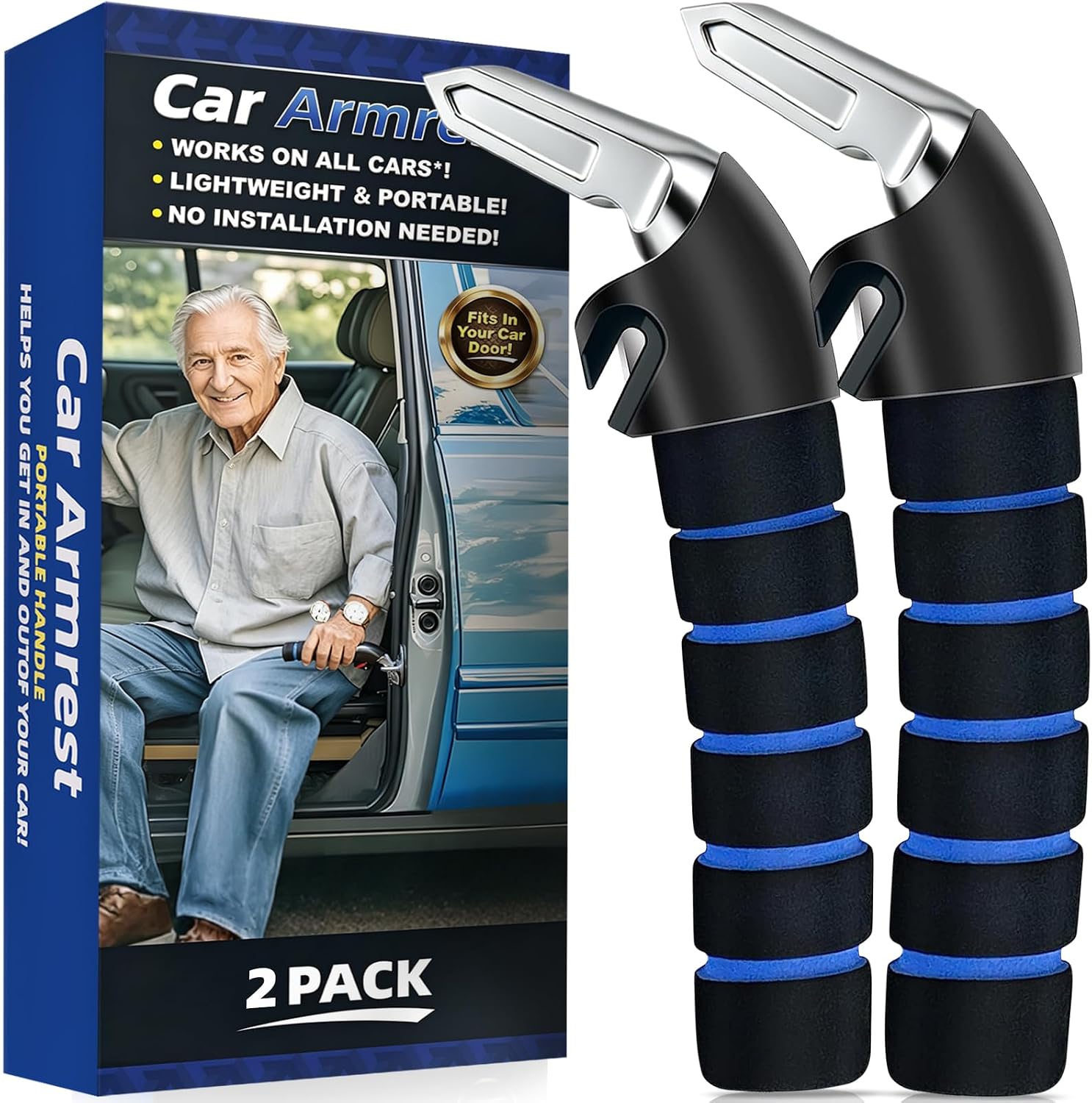 KOUNATSURI 2Pack Car Door Handle for Elderly Car Handle Assist Support Multifunction for Seniors and Handicapped