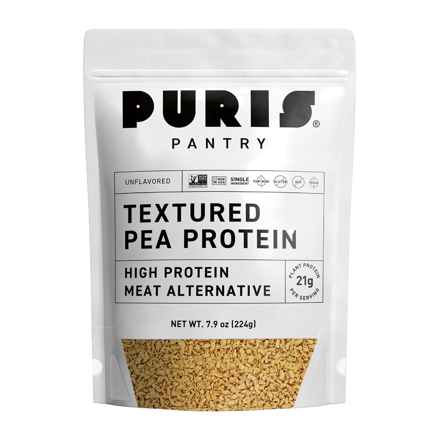 PURIS Textured Pea Protein (TVP), Meatless Crumbles, 21g Protein, Vegan