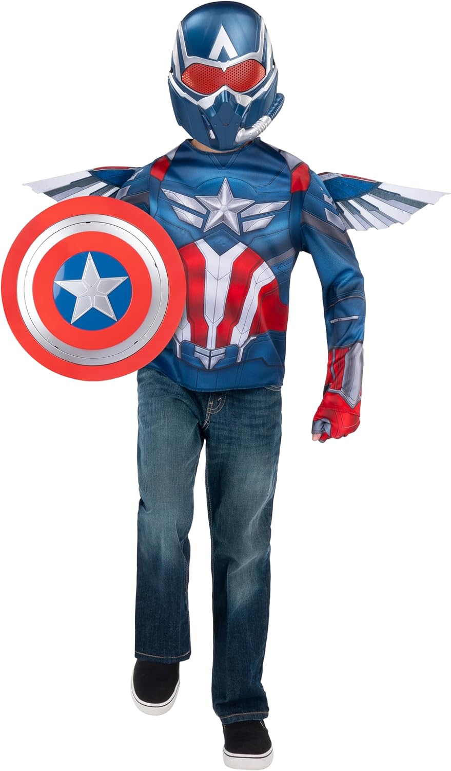 MARVEL Captain America Official Dress Up Trunk Set - Seven-Piece Set with Costume Top, Mask, Wings, Gloves, and Shield
