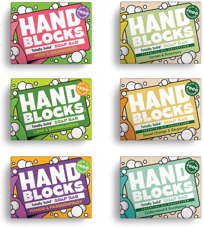 Hand Blocks: Mixed 6 Pack - Cold Processed Natural Soap Bars - Plastic, Palm, SLS, SLES & Paraben Free