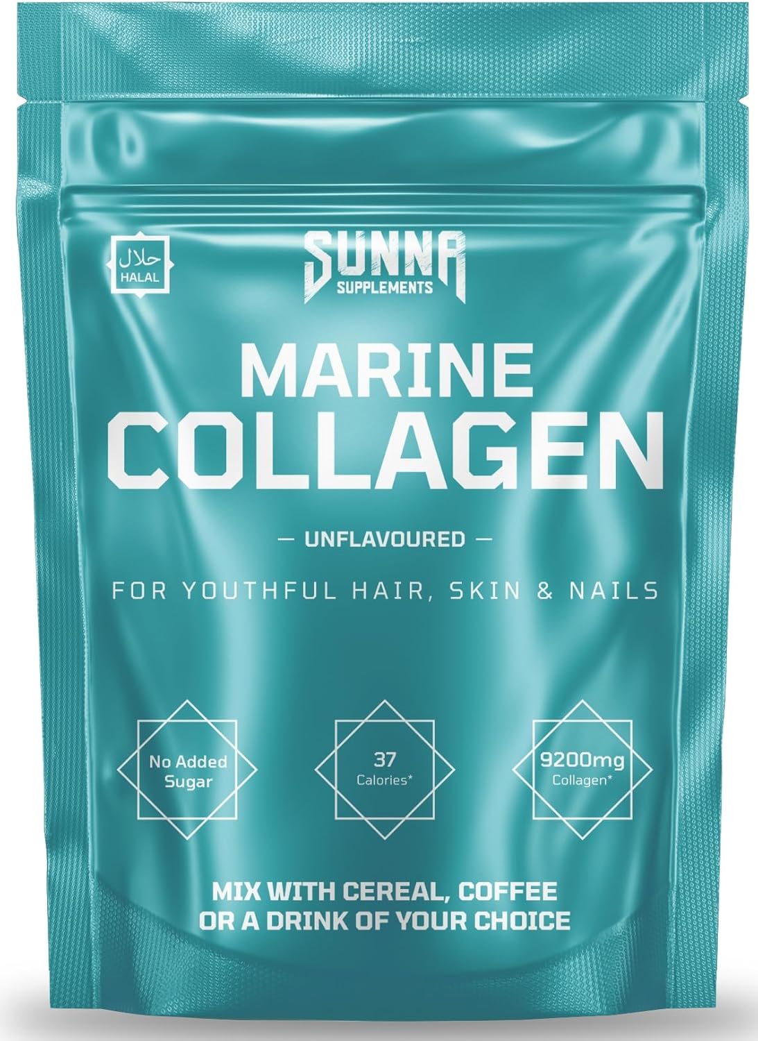 SUNNA SUPPLEMENTS Marine Collagen Powder - Pure Hydrolysed Fish Peptides (Type 1 Collagen) - High Strength for Skin, Hair, Nails, and Joints - Non-GMO & Gluten Free | Unflavoured