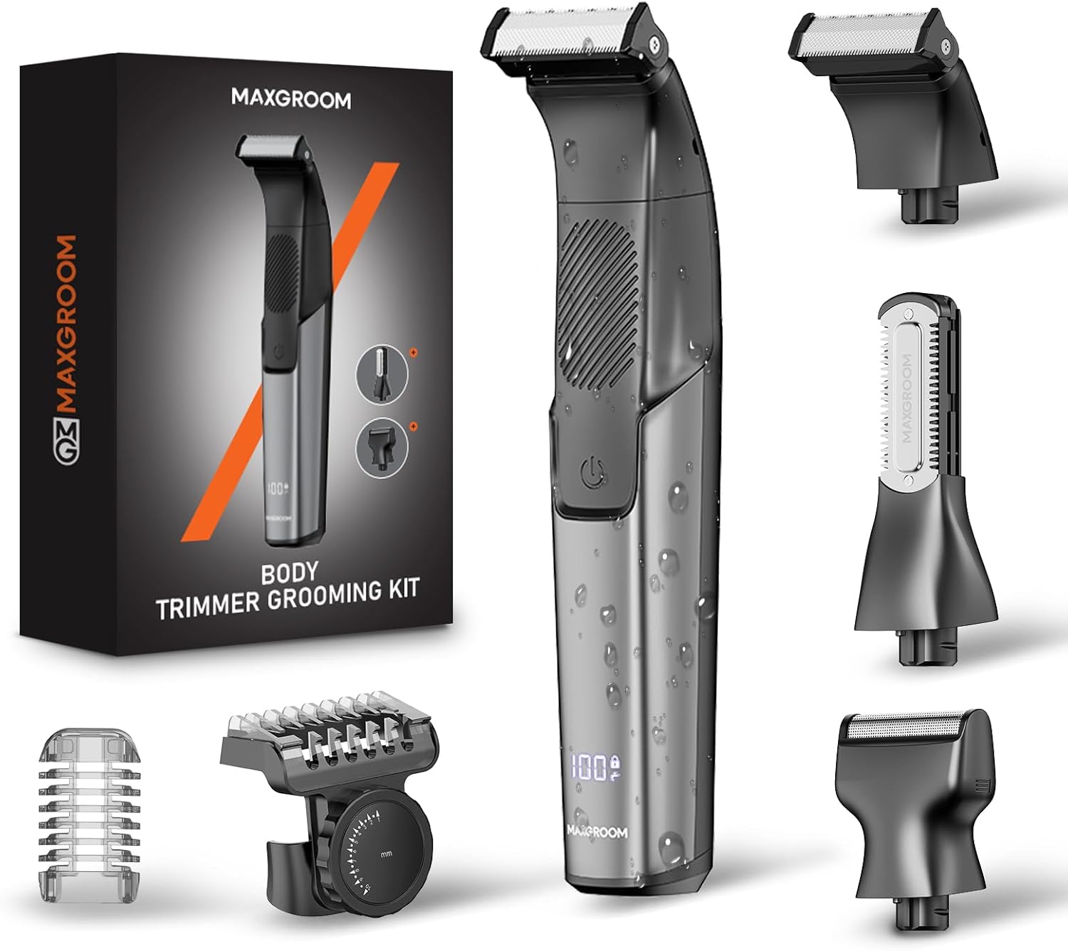 MAXGROOM Manscape Body Hair Trimmer Men,3 in 1 Body Shavers for Men,Electric Razor for Ball Pubic Hair Trimmer,Mens Grooming Kits IPX6 Waterproof USB-C LED Display