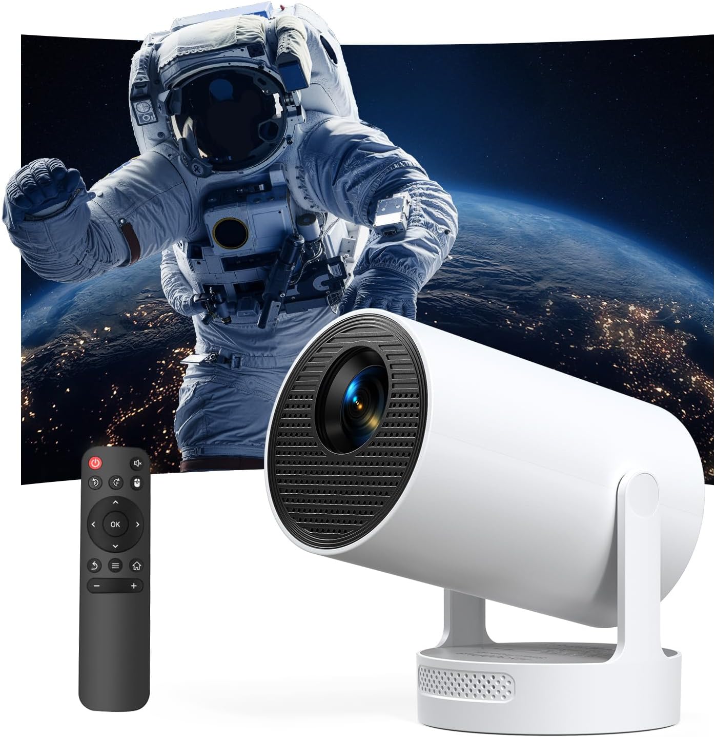 Mini Projector, Poratble Remote Focus Video Projector FHD 4K 1080P Support, 350 ANSI Lumens, WIFI6 & Bluetooth5.4 Smart Projector for Bedroom Home Cinema