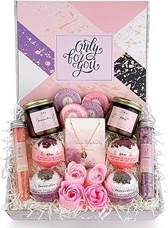 Women Spa Gift Basket, 18PCS Birthday Gift for Women from Daughter, Son, Husband, Bath Body Spa Gift for Mother, Friends, Female, Sisters, Rose Lavender Spa Set for Women Who Have Everything