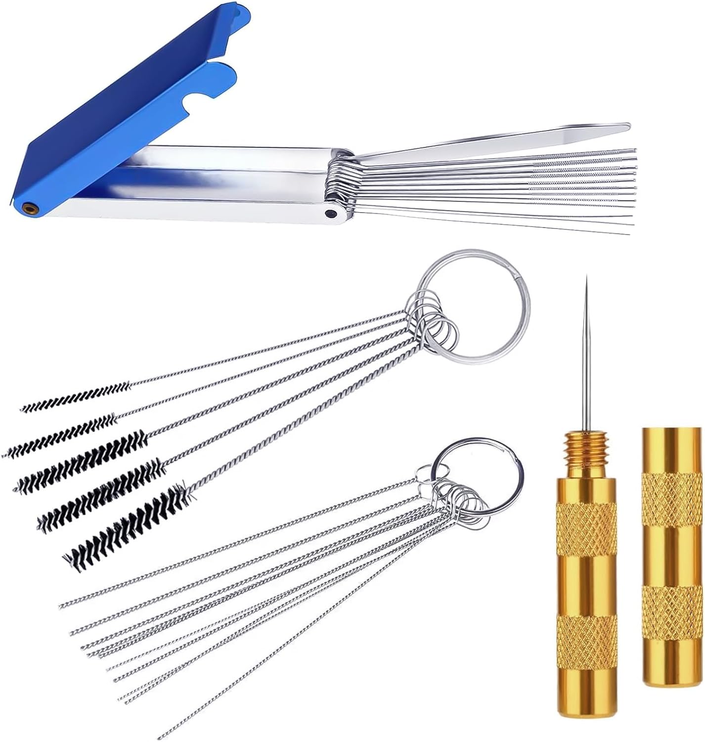 Carb Cleaner Set, Carburetor Cleaner Kit, Dirt Carb Cleaner Jet Remove Cleaner, Carb Cleaning Kit, 13 Cleaning Wires Set, 10 Cleaning Needles, 5 Nylon Brushes Tool Kit, 1 Sharp Pick Tool