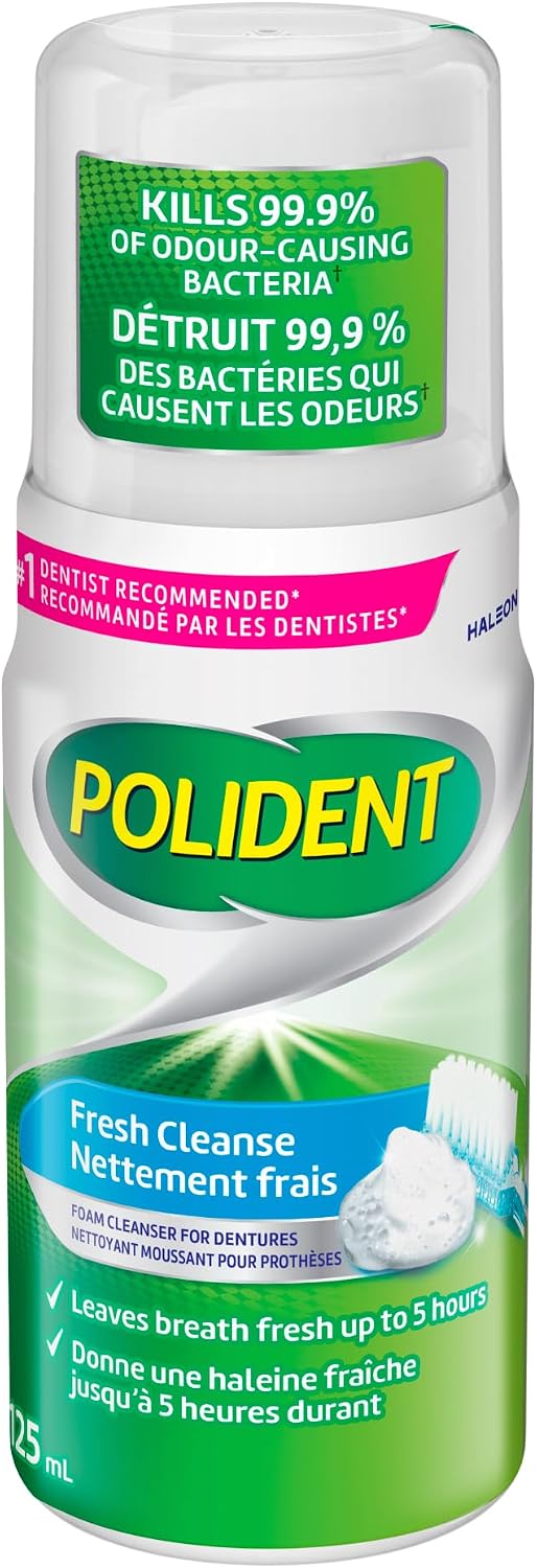 POLIDENT FRESH CLEANSE FOAMING DENTURE CLEANSER 125ML