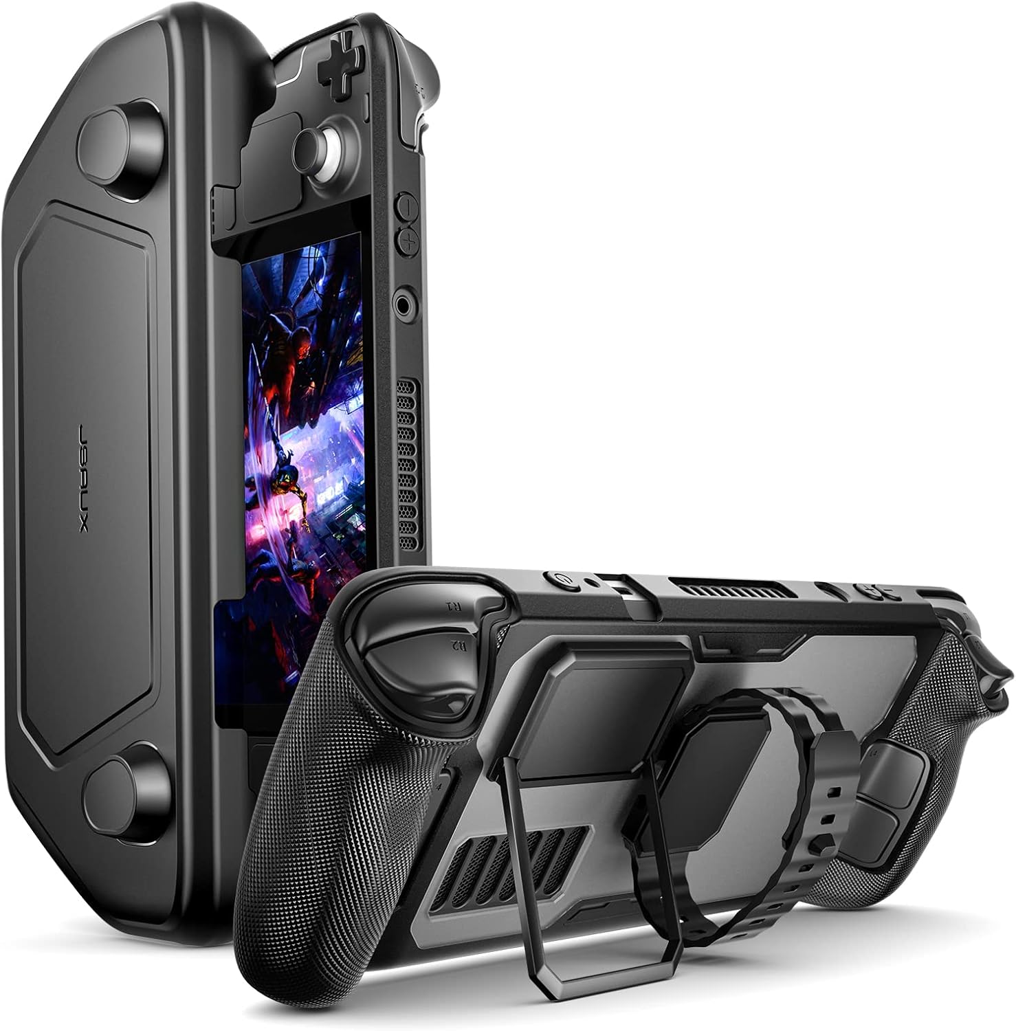 JSAUX PC0104 ModCase for Steam Deck, Steam Deck Case with Detachable Front Shell Include Protective Case, Face Cover,Metal Bracket and Strap-Basic Set