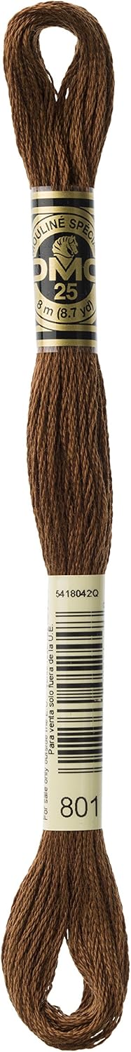 DMC 117-801 6 Strand Embroidery Cotton Floss, Dark Coffee Brown, 8.7-Yard