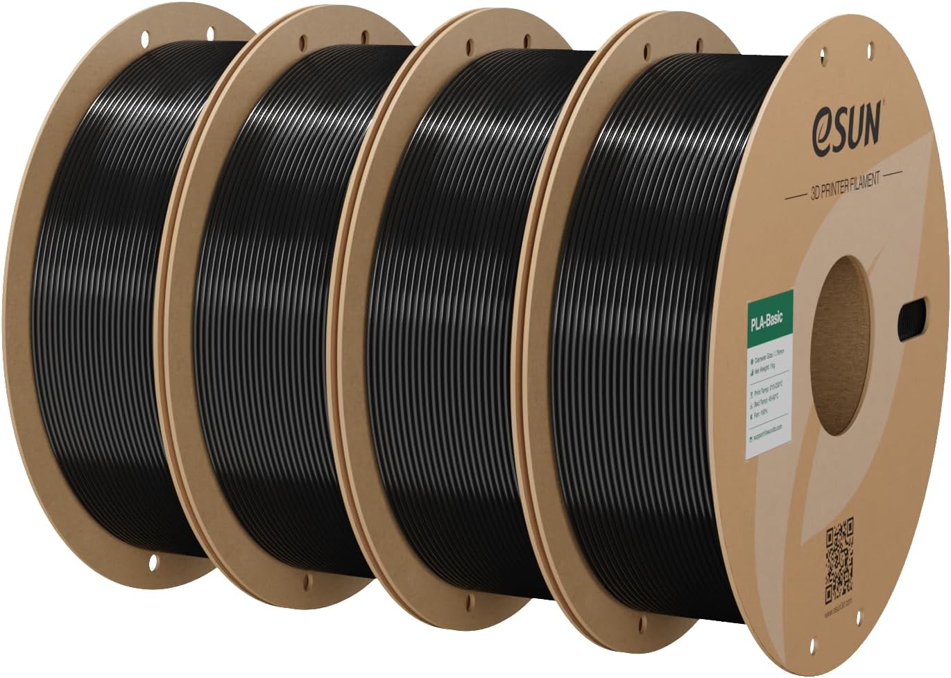 eSUN PLA Basic Filament 4KG Bundle, Speedy PLA 3D Printing Filament, Black