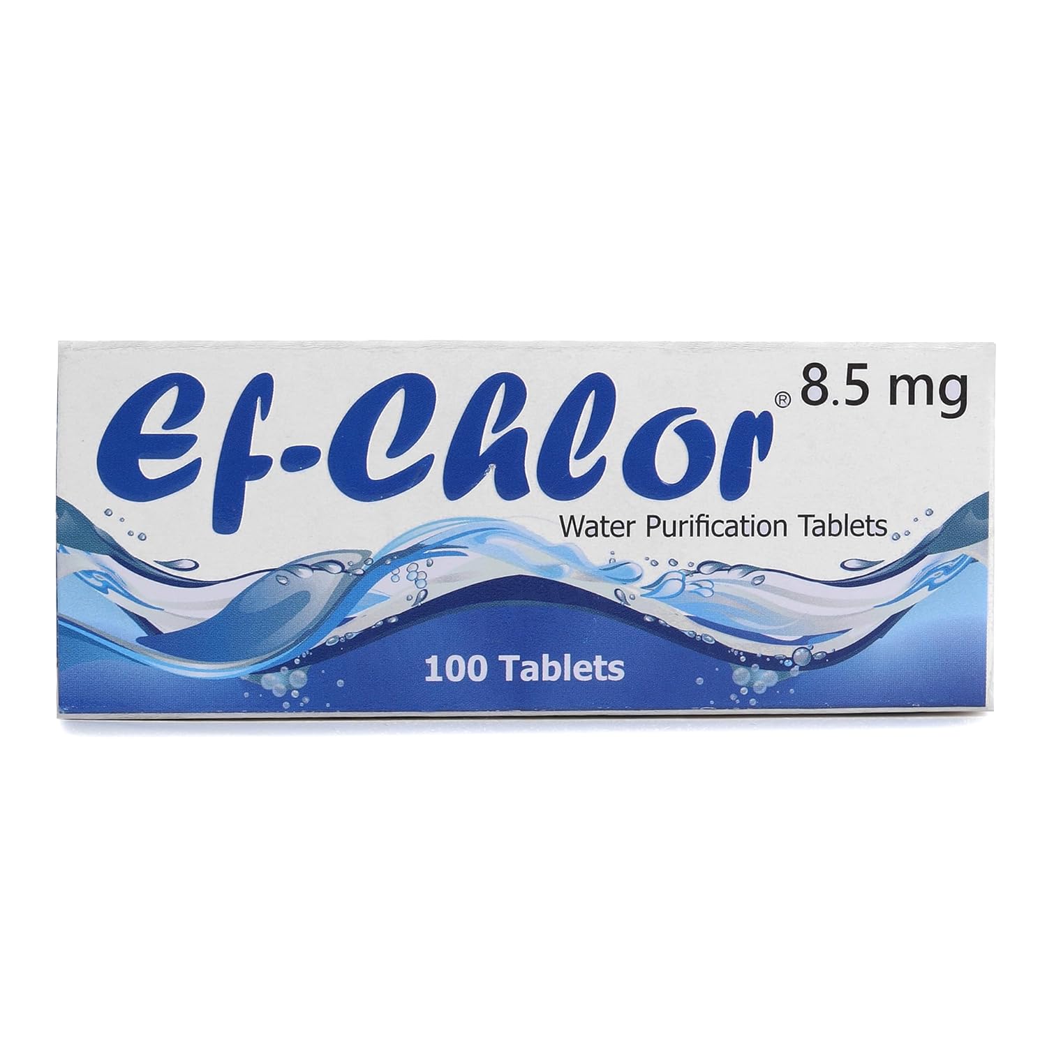 Ef-Chlor Water Purification Tablets 8.5 mg – 100 Tablets – Treats Up to 200L – Camping, Travel, Emergency Use – Purifies Cloudy or Clear Water in 30 Minutes