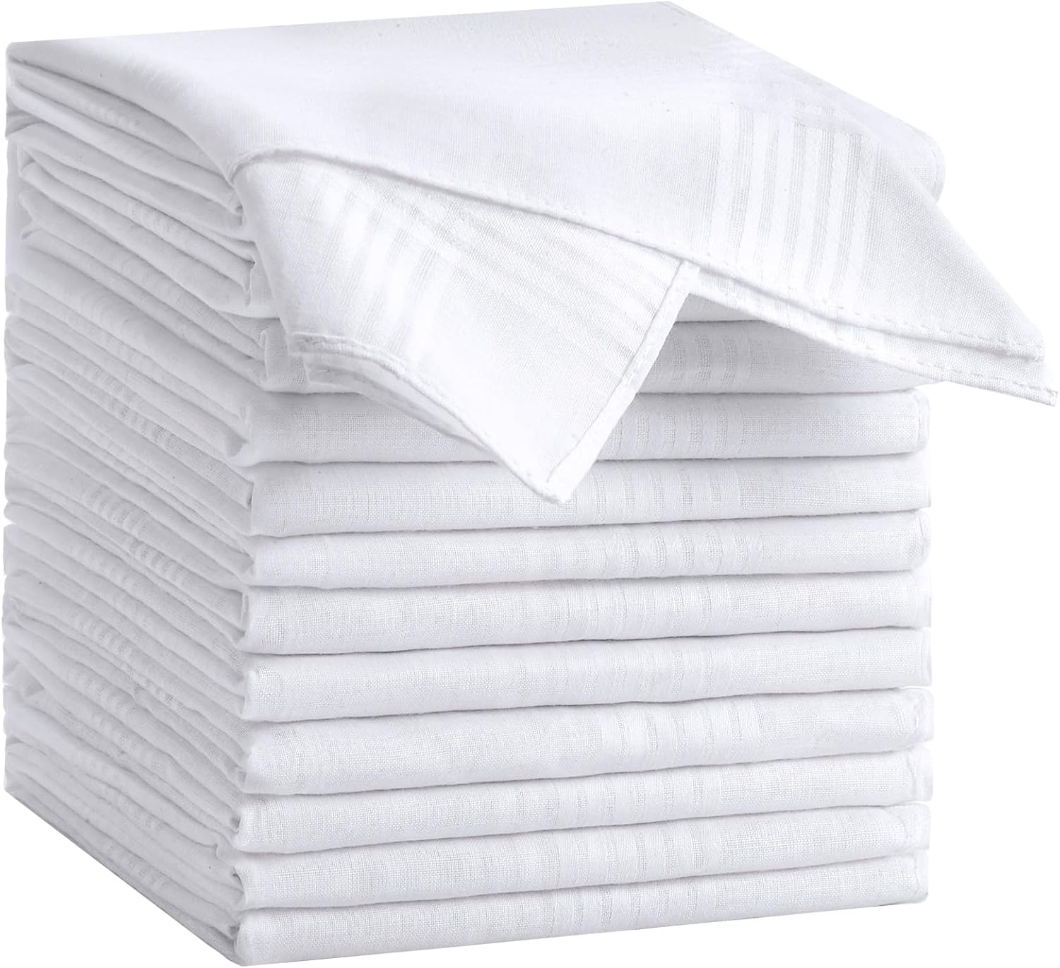 12 Pack Handkerchiefs for men, 100% Soft Cotton 16x16 Inch Men's Handkerchiefs, White Classic Pocket Hankies
