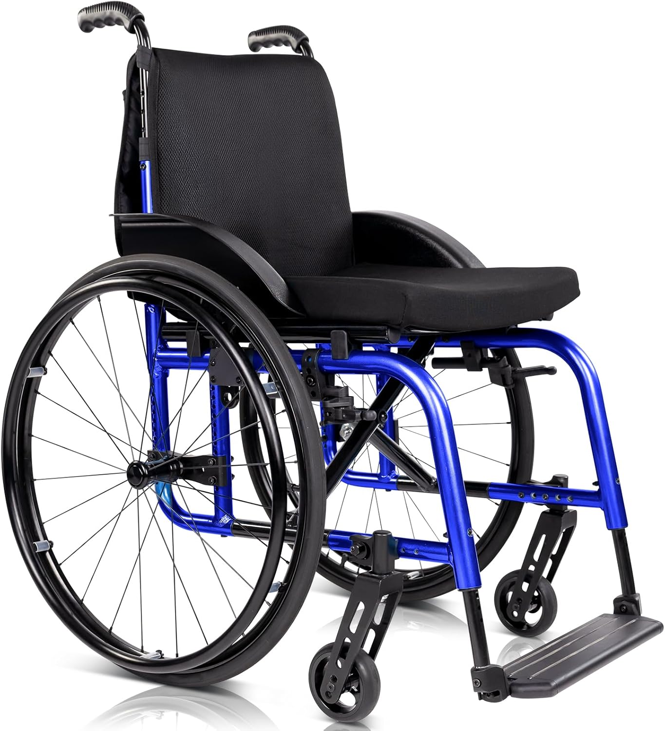 Vive Sports Wheelchair for Adults - Lightweight, Foldable Manual & Transport Wheel Chair - Portable, Small Narrow, Compact & Folding - Collapsible for Travel - Fully Adjustable & Weighs Only 25 lbs