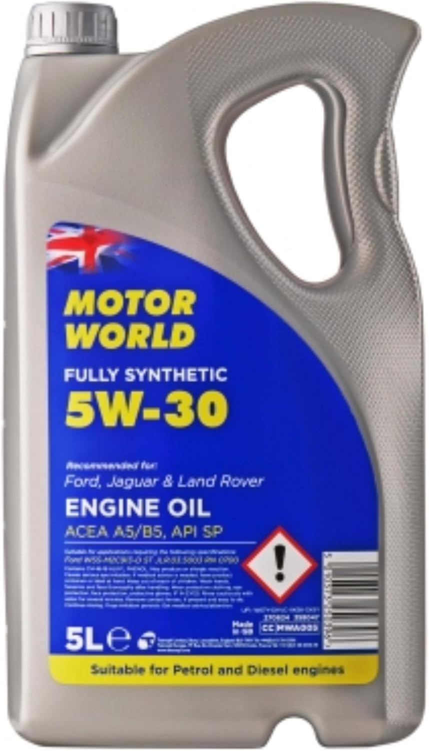 MOTORWORLD Fully Synthetic A5/B5 Engine Oil 5W-30 – Premium Full Synthetic Motor Oil for Ford Engines, Fuel Efficient, ACEA A5 B5 Approved – 5L