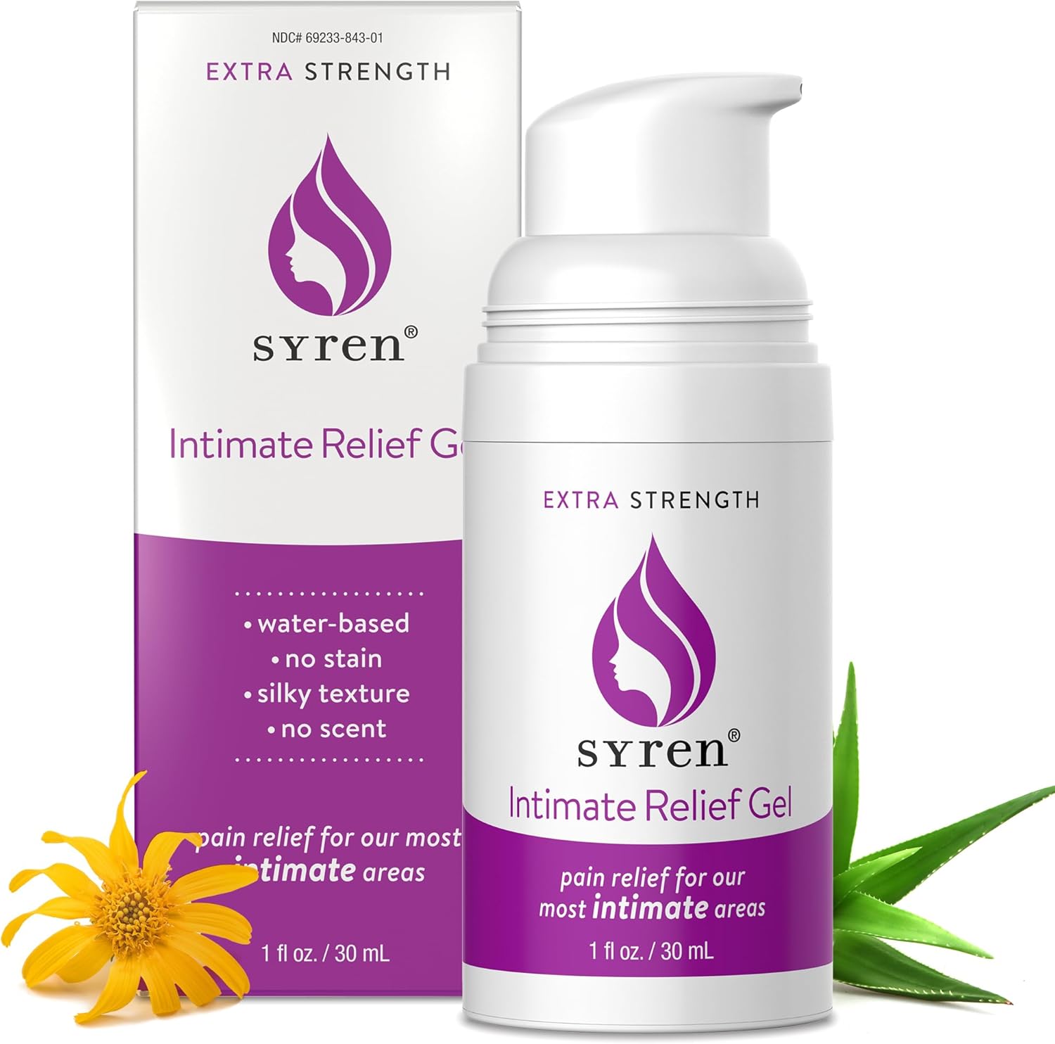 Syren Intimate Relief - Intimate Pain Relieving Gel - Relieves Vulva Pain, Throbbing, Spasms, Vaginal Dryness, Itching, Burning, Redness, Irritation— 1.0 Ounce