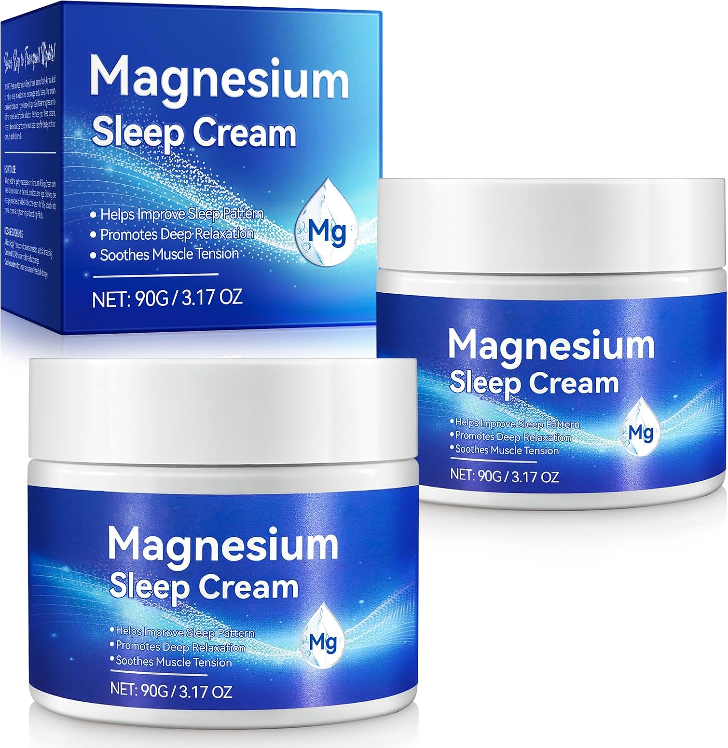 Magnesium Soothing Sleep Cream,2 x 90g Magnesium Skin Muscle & Body Calm Moisturing Butter, Relief for Restless Legs | Muscle Joint Relaxant for Cramps & Pain, Natural Sleep Support