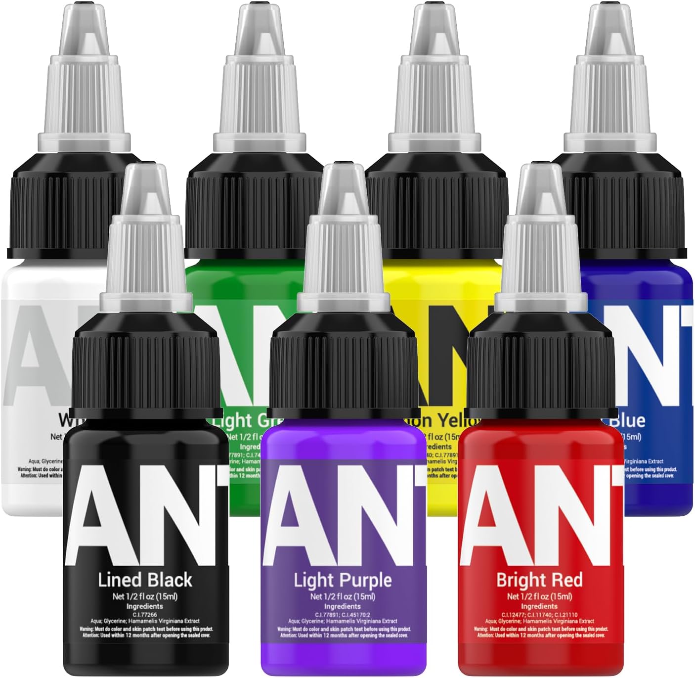 ANTIKE Tattoo Ink Color Set 7 Colors 0.5oz 15ml/Bottle Tattoo Inks Pigment Kit for Tattoo Artist and Hobbyists TI5003-15-7