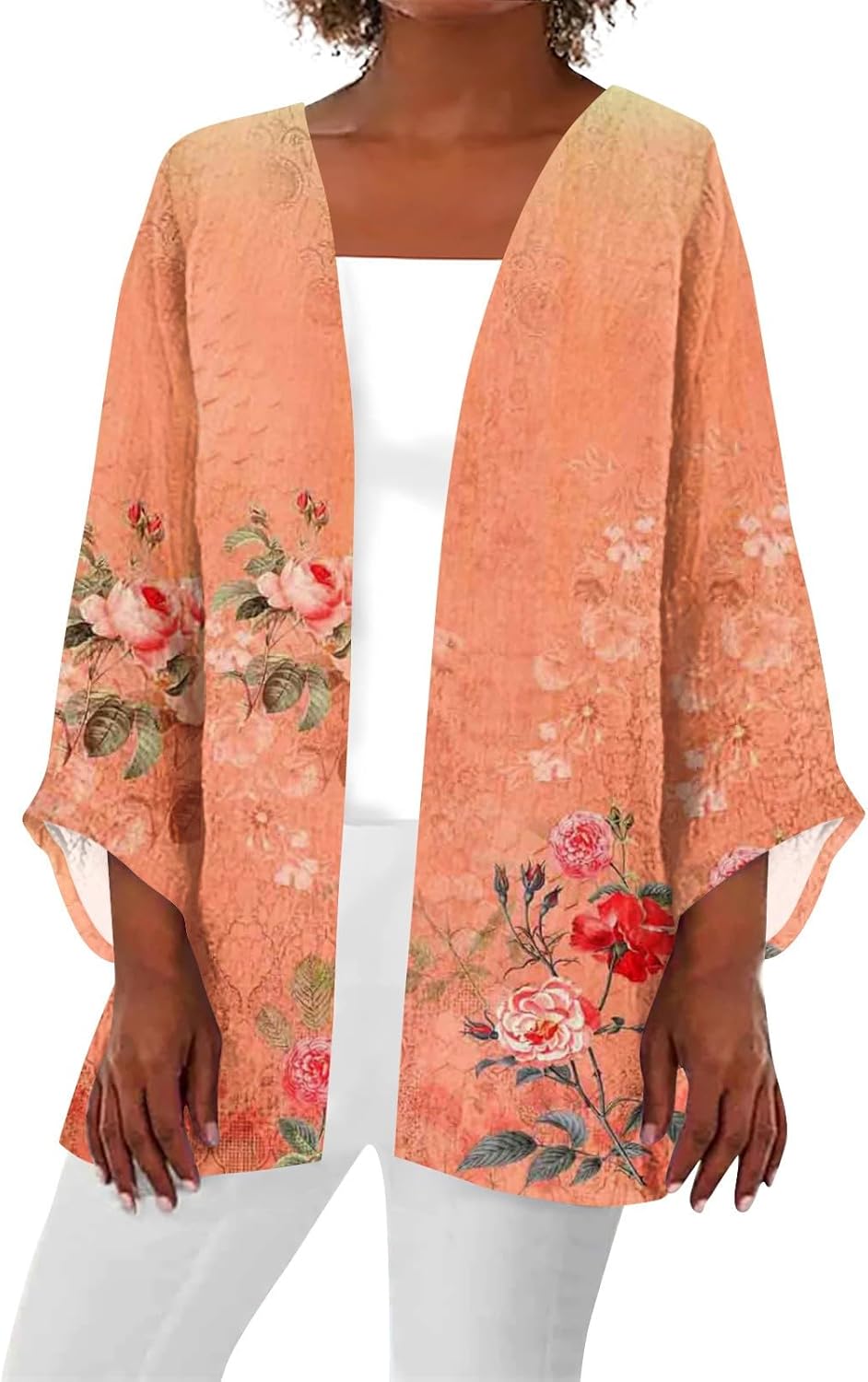 Women's Cardigans Tunic Tops for Women UK Ruffles Sleeve Lightweight Swing T-Shirts Summer Open Front Cardigan Dusters Ladies Beach Blouse