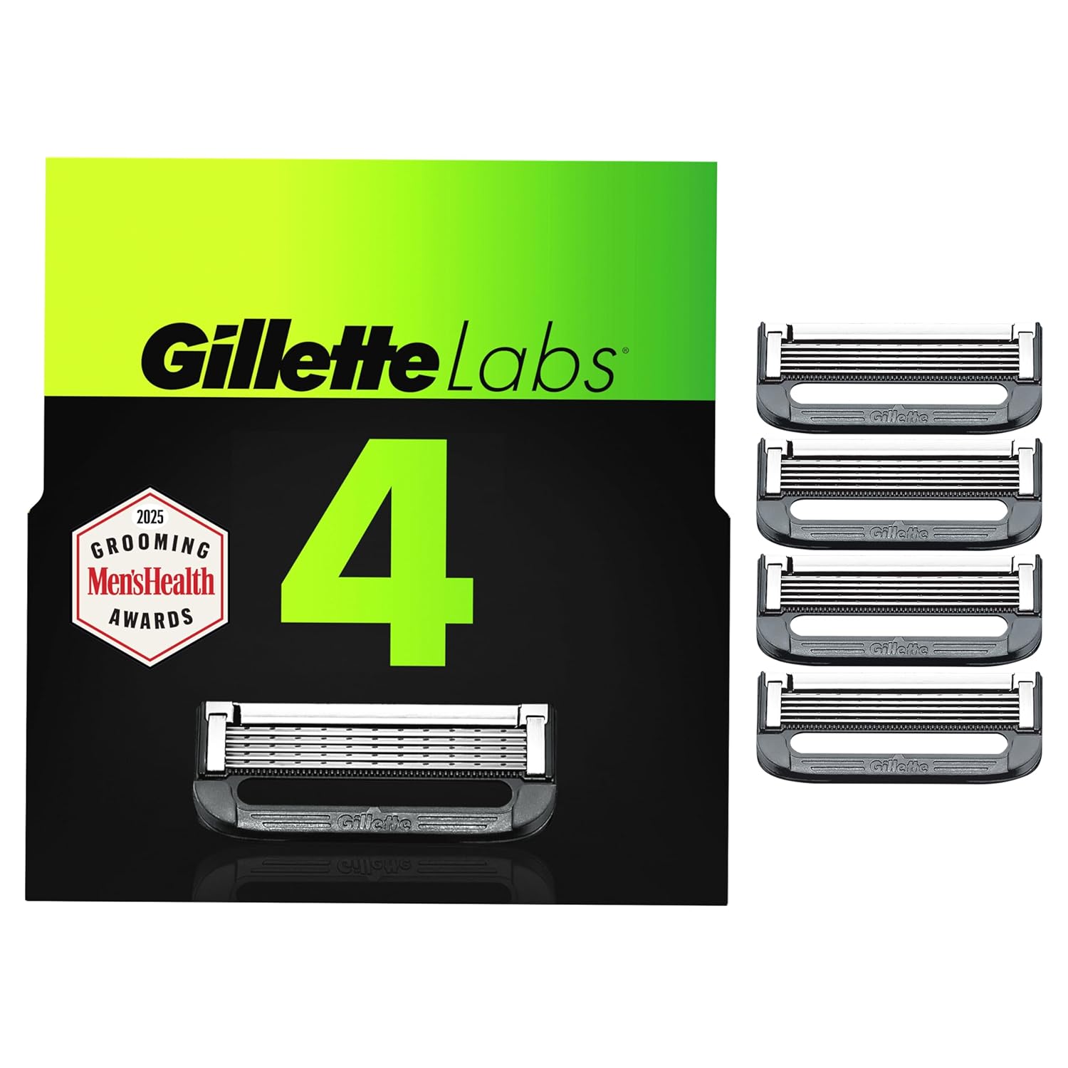 Gillette Labs Mens Razor Blade Refills Compatible with Gillette Labs Razors - 4 Cartridges With Exfoliating Bar