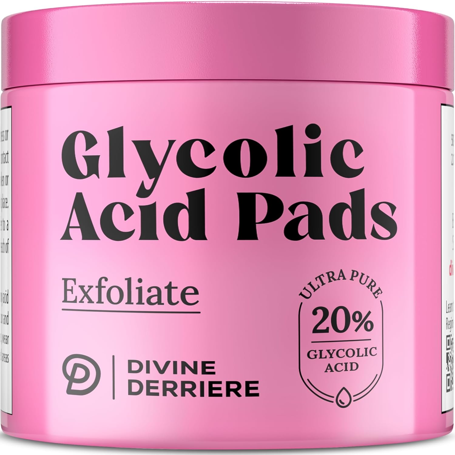 Glycolic Acid Pads with Vitamin C - Toner Pads for Face Cleansing With Tea Tree Oil - Exfoliating Pads with 20% AHA & Vitamins E, B3, B5 - Facial Peel Resurfacing Pads, Glycolic Acid Peel (50)