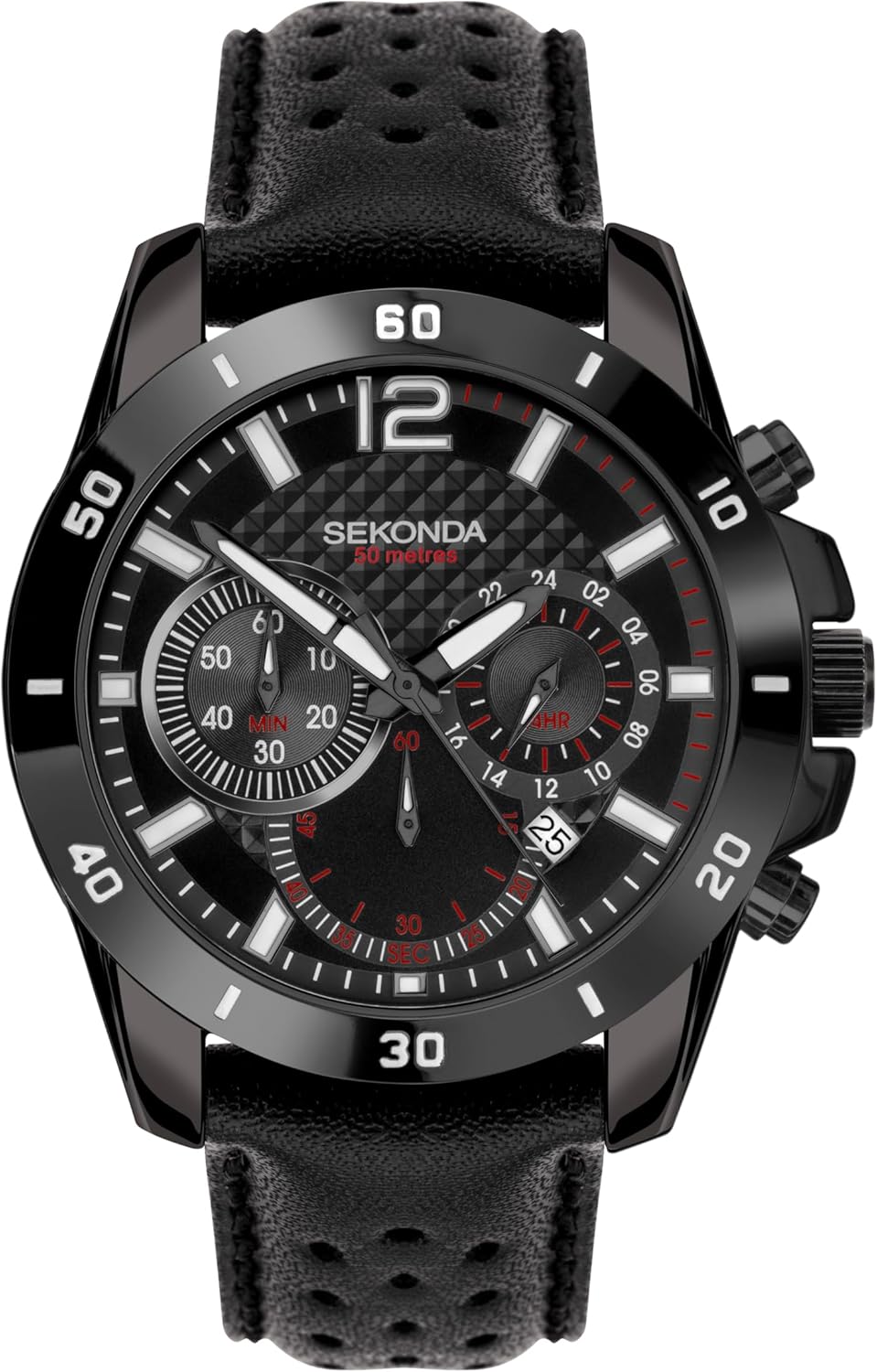 Sekonda Mens Solo 44mm Sport Chronograph Quartz Watch with Date Window 50m Water Resistant