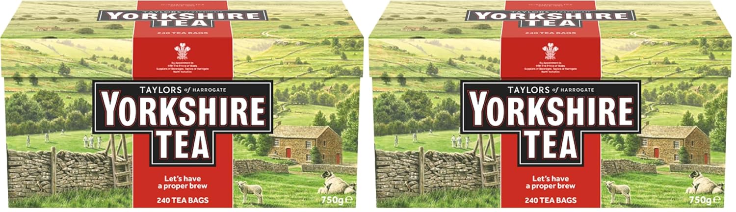 Yorkshire Tea,Red,Black Tea,Pillow-Tea Bags,Refreshing,Satisfying,and Strong,Classic British Breakfast Blend,Caffeinated,Enjoy Hot or Iced,240 Count (Pack of 2)