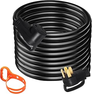 VEVOR 50 FT 50 Amp RV Extension Cord NEMA N14-50P to N14-50R, 125 / 250V Heavy Duty STW 6/3+ 8/1 RV Power Cord, for EV Charging and RV Trailer Campers