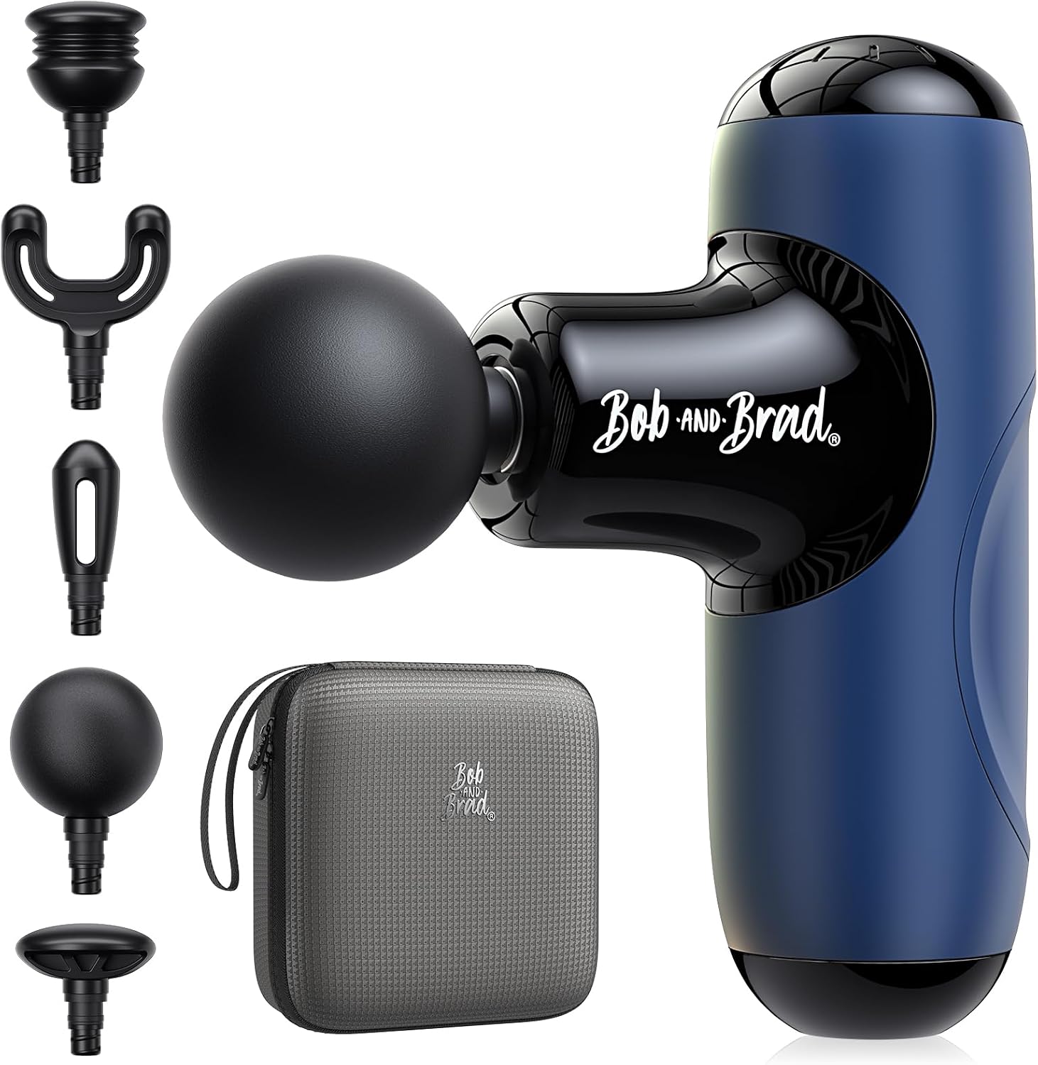 BOB AND BRAD Q2 Mini Massage Gun, Pocket-Sized Deep Tissue Massager, Portable Percussion Muscle Massager, Ultra Small & Quiet Muscle Massage Gun with Carry Case, FSA and HSA Eligible - Blue