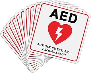 T&R AED Stickers - 10 Pack - 5 x 5 Inches Reflective Label, UV resistant, waterproof, fade and scratch resistant, suitable for indoor and outdoor