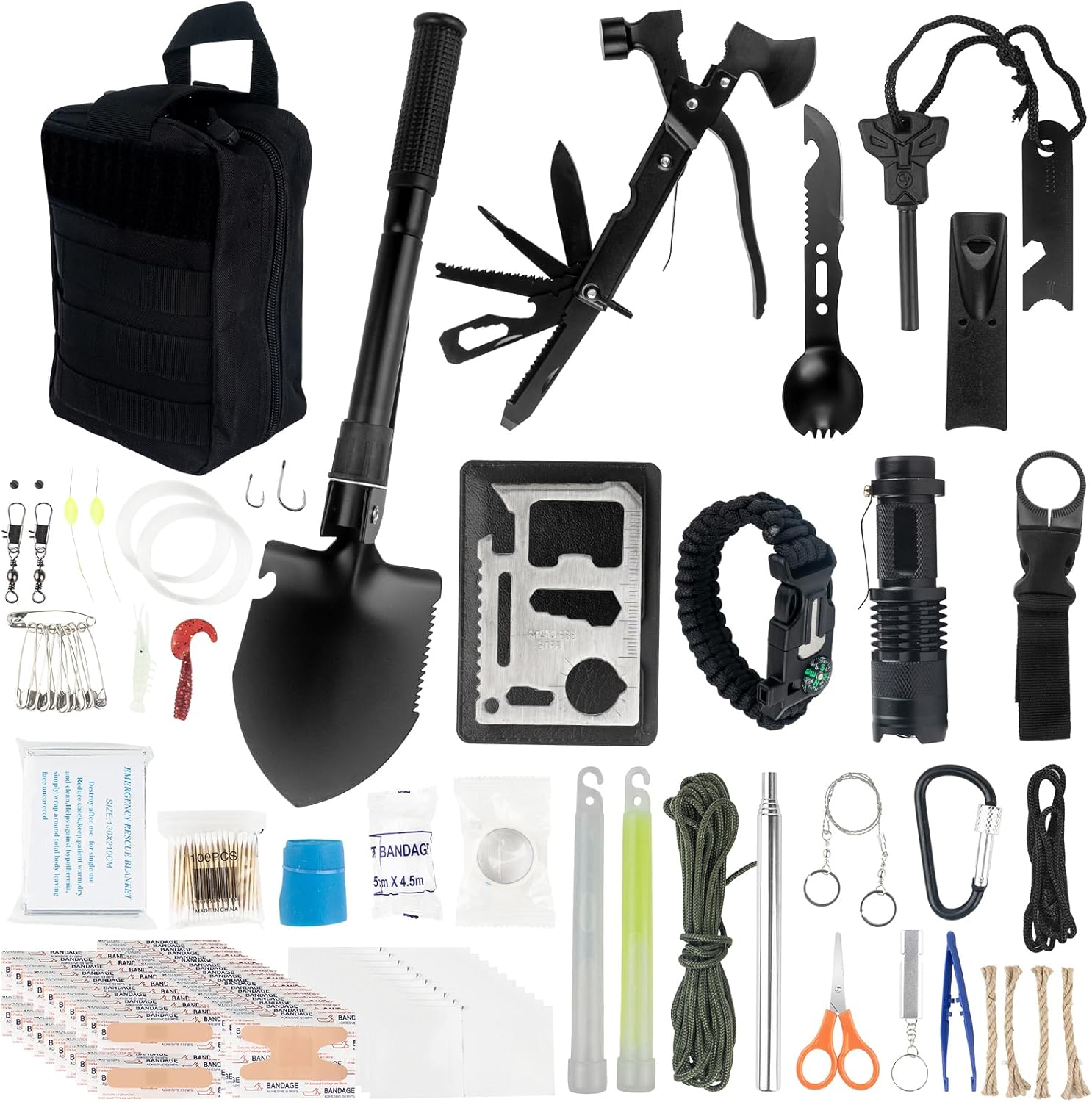 Survival Kit,137Pcs Survival Gear First Aid Kit, Camping Accessories, Family Emergency Kit for Outdoor Adventure, Hiking, Hunting, Earthquake Gifts for Men Women